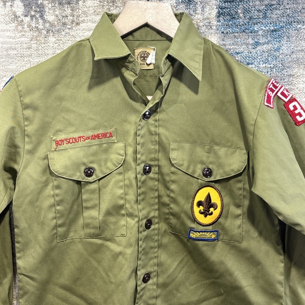 Vintage 1950s 60s Boy Scouts of America BSA Long Sleeve Shirt Sterling KS 369